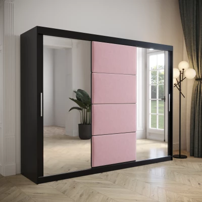 Šatníková skriňa s posuvnými dverami 250 cm TALIA - čierna / ružová