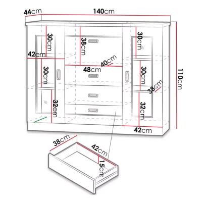 Presklená komoda GIADA - dub