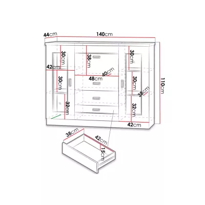 Presklená komoda GIADA - dub