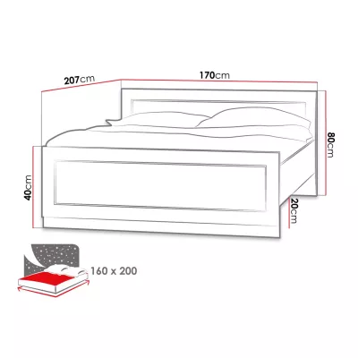 Manželská posteľ GIADA - 160x200, dub