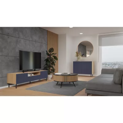 TV stolík FREDO 1 - hnedý / modrý