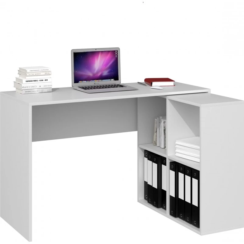 Písací stôl s regálom ELBE - matný biely