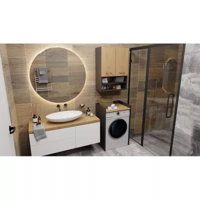 Dolná kúpeľňová skrinka nad práčku MARGO - dub artisan / antracitová