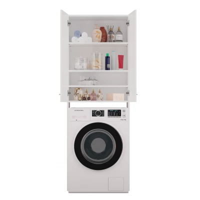 Vysoká kúpeľňová skrinka nad práčku MARGO 2 - biela