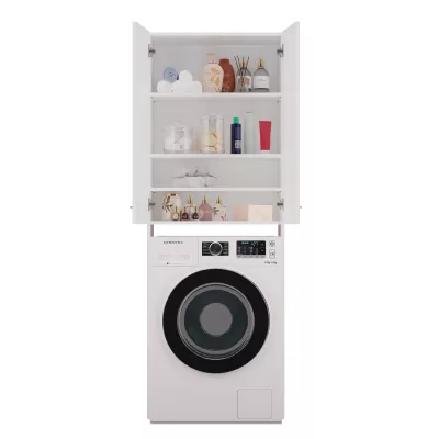 Vysoká kúpeľňová skrinka nad práčku MARGO 2 - biela