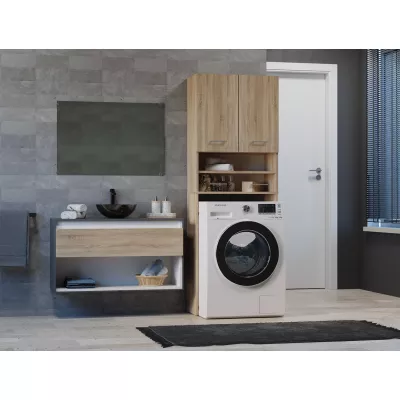 Vysoká kúpeľňová skrinka nad práčku MARGO 1 - dub sonoma