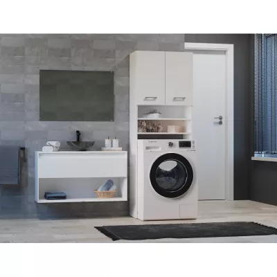 Vysoká kúpeľňová skrinka nad práčku MARGO 1 - biela