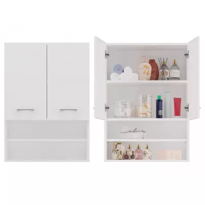 Horná kúpeľňová skrinka s poličkami MARGO - matná biela