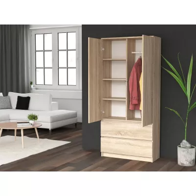 Šatníková skriňa 90 cm so šuplíkmi TAAVI - dub sonoma