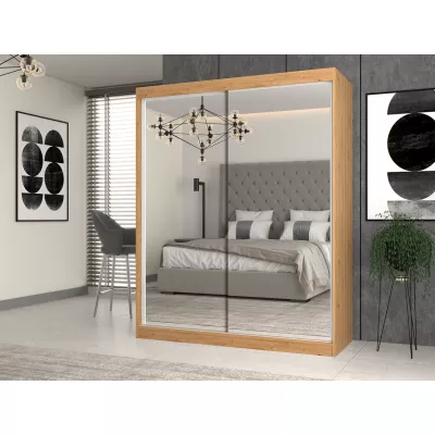 Šatníková skriňa 160 cm so zrkadlom RANNO 6 - dub artisan