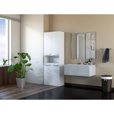 Kúpeľňová skrinka s poličkou VALDUR 4 - matná biela