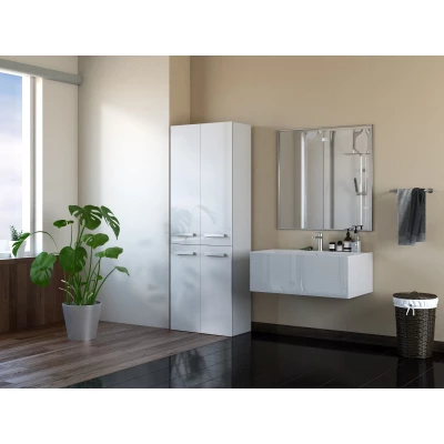 Kúpeľňová skrinka VALDUR 1 - lesklá biela