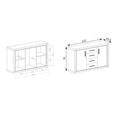 Kombinovaná komoda AIRA - dub sonoma