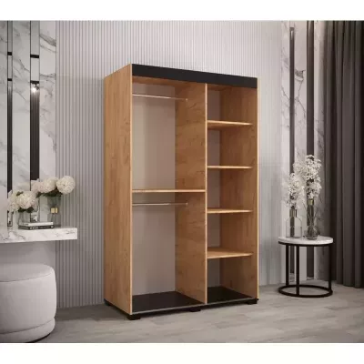 Dizajnová šatníková skriňa so zrkadlom BARI 5 - šírka 120 cm, dub craft zlatý