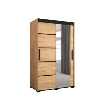 Dizajnová šatníková skriňa so zrkadlom BARI 5 - šírka 120 cm, dub craft zlatý