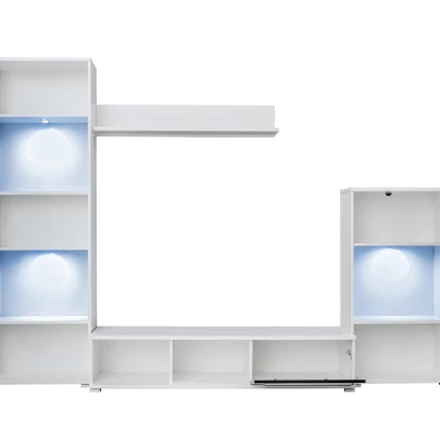 Moderná obývacia stena s LED osvetlením SALIMA - biela / lesklá čierna