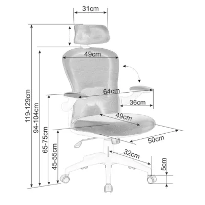 Otočná stolička FABLE - šedá / biela