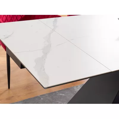 Rozkladací jedálenský stôl VIDOR 2 - 180x90, biely mramor / čierny