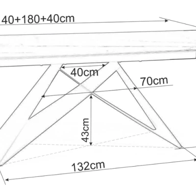 Rozkladací jedálenský stôl VIDOR 2 - 180x90, biely mramor / čierny