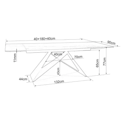 Rozkladací jedálenský stôl VIDOR 2 - 180x90, biely mramor / čierny