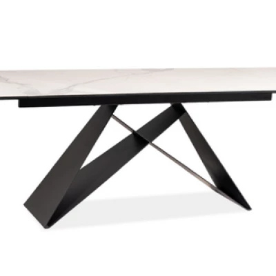 Rozkladací jedálenský stôl VIDOR 2 - 180x90, biely mramor / čierny