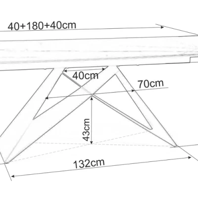 Rozkladací jedálenský stôl VIDOR 3 - 180x90, hnedý / matný čierny