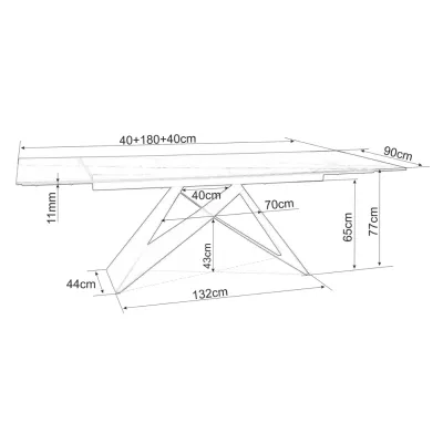 Rozkladací jedálenský stôl VIDOR 3 - 180x90, hnedý / matný čierny