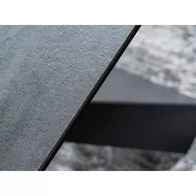 Rozkladací jedálenský stôl GEDEON 1 - 180x90, šedý mramor / matný čierny