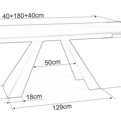 Rozkladací jedálenský stôl GEDEON 1 - 180x90, šedý mramor / matný čierny