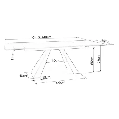 Rozkladací jedálenský stôl GEDEON 1 - 180x90, šedý mramor / matný čierny