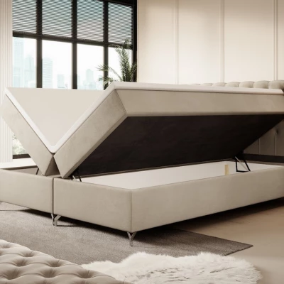 Čalúnená posteľ 160x200 ADRIA COMFORT s úložným priestorom - béžová