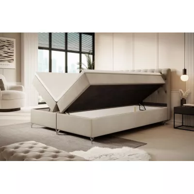 Čalúnená posteľ 200x200 ADRIA COMFORT s úložným priestorom - béžová