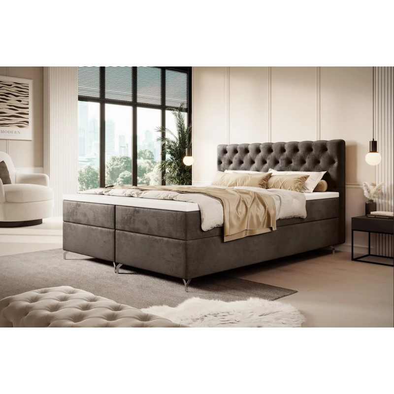 Čalúnená posteľ 160x200 ADRIA COMFORT s úložným priestorom - hnedá
