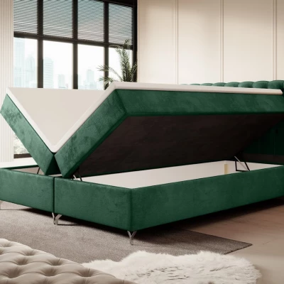 Čalúnená posteľ 140x200 ADRIA s úložným priestorom - zelená