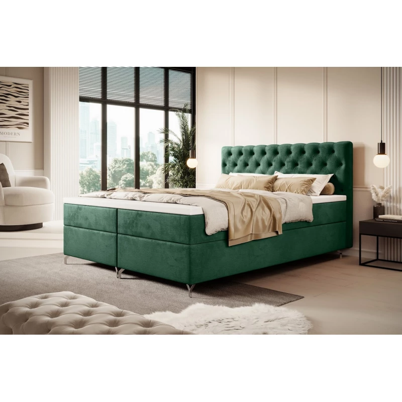 Čalúnená posteľ 120x200 ADRIA COMFORT s úložným priestorom - zelená