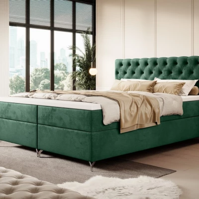 Čalúnená posteľ 200x200 ADRIA COMFORT s úložným priestorom - zelená