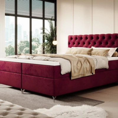 Čalúnená posteľ 200x200 ADRIA COMFORT s úložným priestorom - červená