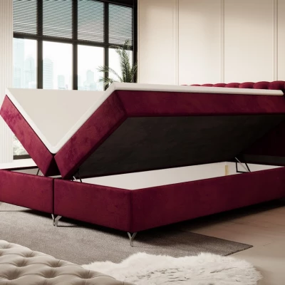 Čalúnená posteľ 200x200 ADRIA COMFORT s úložným priestorom - červená