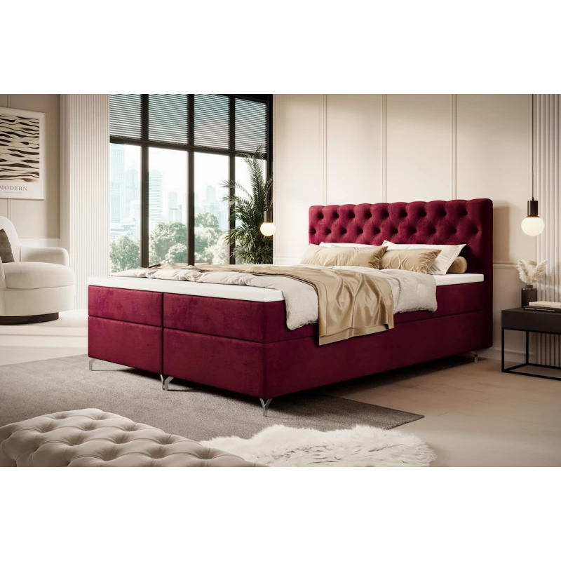 Čalúnená posteľ 160x200 ADRIA COMFORT s úložným priestorom - červená