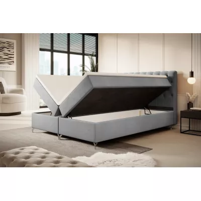 Čalúnená posteľ 140x200 ADRIA COMFORT s úložným priestorom - svetlo šedá