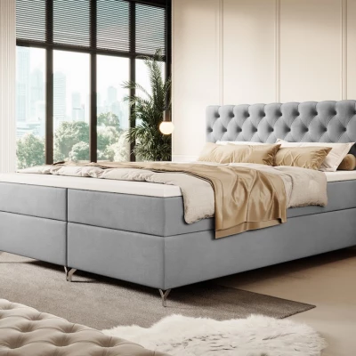 Čalúnená posteľ 160x200 ADRIA COMFORT s úložným priestorom - svetlo šedá