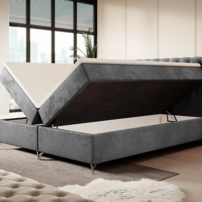 Čalúnená posteľ 200x200 ADRIA s úložným priestorom - šedá