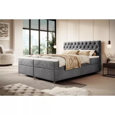 Čalúnená posteľ 160x200 ADRIA COMFORT s úložným priestorom - šedá