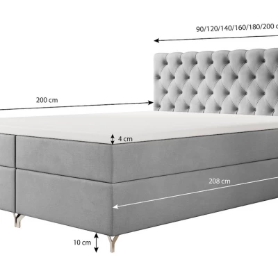 Čalúnená posteľ 120x200 ADRIA COMFORT s úložným priestorom - svetlo grafitová