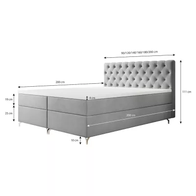 Čalúnená posteľ 120x200 ADRIA COMFORT s úložným priestorom - svetlo grafitová