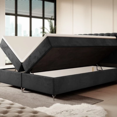 Čalúnená posteľ 200x200 ADRIA s úložným priestorom - svetlo grafitová