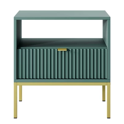 Nočný stolík MISHEEL - modrozelený / zlatý
