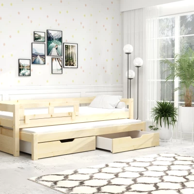 Dětská postel s úložným prostorem TAIGA - 90x200, borovice