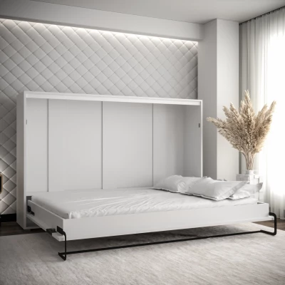Horizontálna výklopná posteľ HAZEL 140 - matná biela / čierna matná