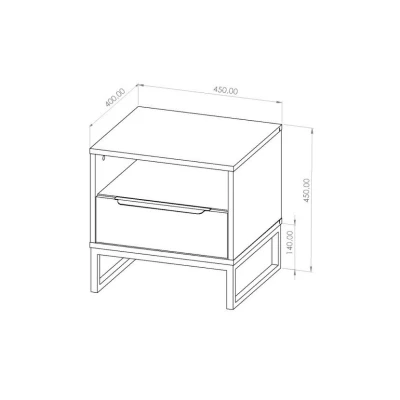 Nočný stolík DARCY - hikora / matný biely